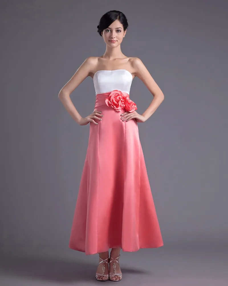 Mote Satin Flower Stroppelos Ankel Lengde Brudepikekjoler