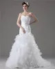 Graceful Beading Ruffles Floor Length Court Train Sweetheart Yarn Mermaid Wedding Dress