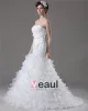 Graceful Beading Ruffles Floor Length Court Train Sweetheart Yarn Mermaid Wedding Dress