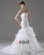 Graceful Beading Ruffles Floor Length Court Train Sweetheart Yarn Mermaid Wedding Dress