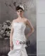 Strapless Beading Ruffle Floor Length Satin Sheath Wedding Dress