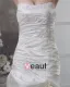Strapless Beading Ruffle Floor Length Satin Sheath Wedding Dress