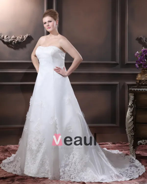 Satin Organza Perles Applique Fleur Bustier De La Main Ainsi Que La Taille De Mariée Robes De Mariage De Robe