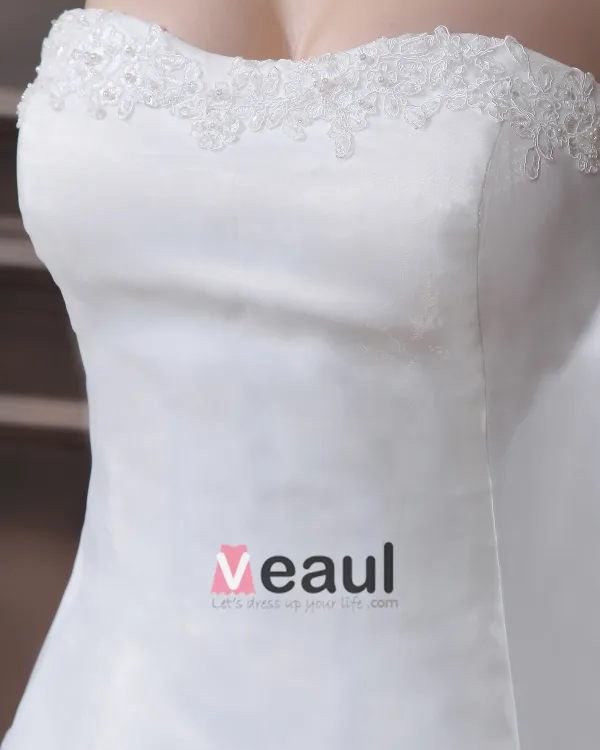 Satin Organza Perles Applique Fleur Bustier De La Main Ainsi Que La Taille De Mariée Robes De Mariage De Robe