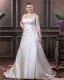 Satin Beaded Embroidery Spaghetti Straps Court Plus Size Bridal Gown Wedding Dress
