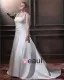 Satin Beaded Embroidery Spaghetti Straps Court Plus Size Bridal Gown Wedding Dress