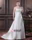 Satin Beaded Embroidery Spaghetti Straps Court Plus Size Bridal Gown Wedding Dress