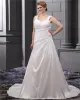 Rhinestone Ruffle Shoulder Straps Court Plus Size Bridal Gown Wedding Dress