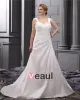 Rhinestone Ruffle Shoulder Straps Court Plus Size Bridal Gown Wedding Dress