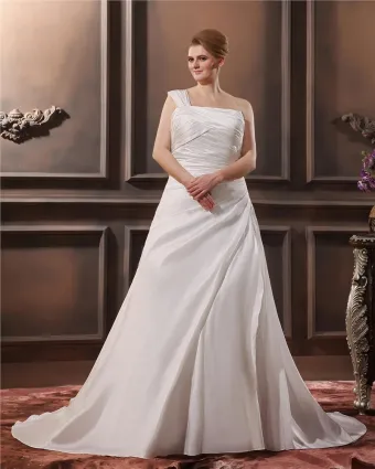 Satin Applique Une Cour D Epaule Plus La Taille Des Robes De Mariée De Mariage De Robe