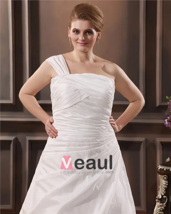 Satin Applique Une Cour D'epaule Plus La Taille Des Robes De Mariée De Mariage De Robe