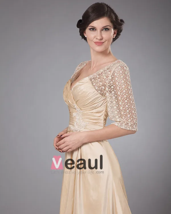 Taffeta Embroidery Ruffle Queen Anne Ankle Length Mothers of Bride Guests Dresses
