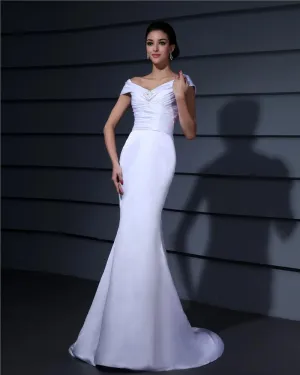 De L Epaule Plissee Perles Etage Longueur Dentelle Femme Robe De Mariée Sirène