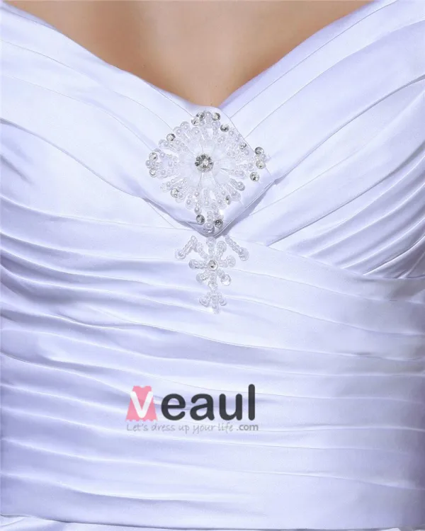 De L'epaule Plissee Perles Etage Longueur Dentelle Femme Robe De Mariée Sirène