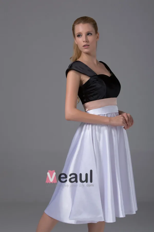 Imitation Silk Square Knee Length Color Matching Bridesmaid Dresses