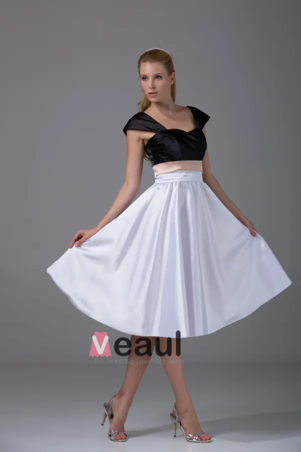 Imitation Silk Square Knee Length Color Matching Bridesmaid Dresses