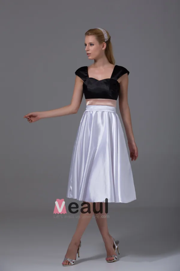 Imitation Silk Square Knee Length Color Matching Bridesmaid Dresses