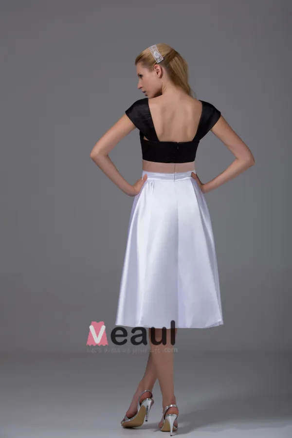Imitation Silk Square Knee Length Color Matching Bridesmaid Dresses