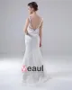 V Neck Spaghetti Straps Embroidery Floor Length Lace Sheath Wedding Dress