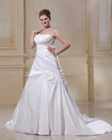 Magnifique Bustier En Satin Train Chapelle Nuptiale A Ligne Plus La Robe De Mariage