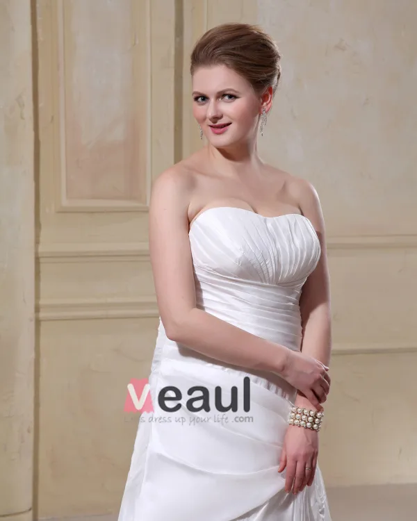 Magnifique Bustier En Satin Train Chapelle Nuptiale A-ligne Plus La Robe De Mariage