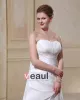 Gorgeous Satin Strapless Chapel Train A-Line Bridal Plus Size Wedding Dress
