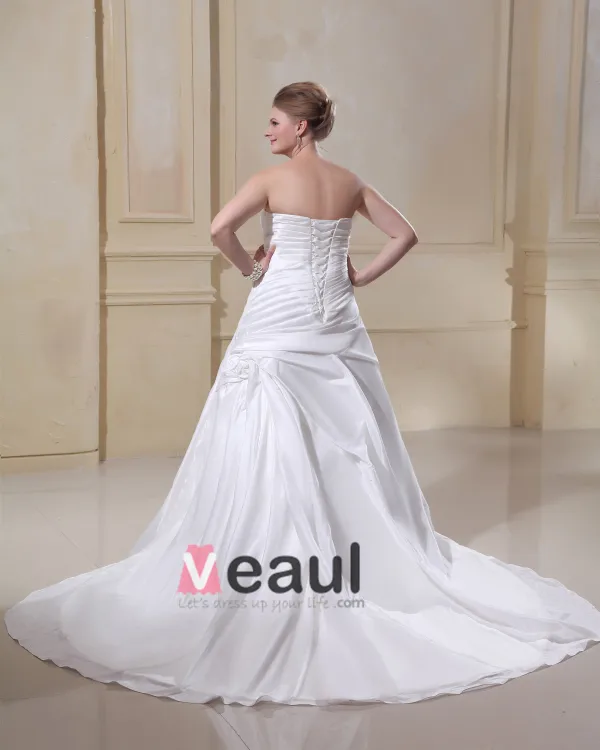 Magnifique Bustier En Satin Train Chapelle Nuptiale A-ligne Plus La Robe De Mariage