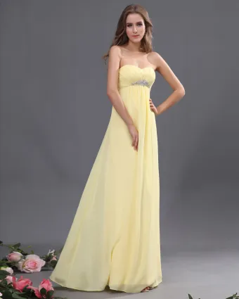 Chiffon Sweetheart Ruffle Floor Length Bridesmaid Dress Gown