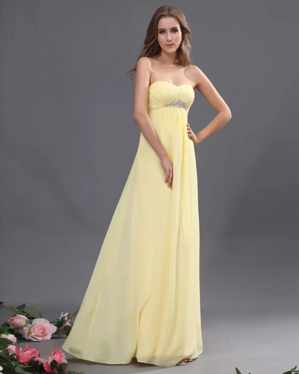 Chiffon Kjaereste Krusning Gulv Lengde Brudepikekjoler