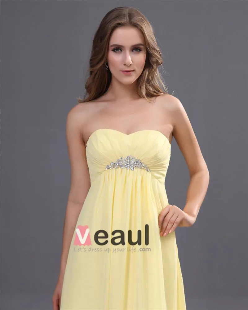 Chiffon Kjaereste Krusning Gulv Lengde Brudepikekjoler