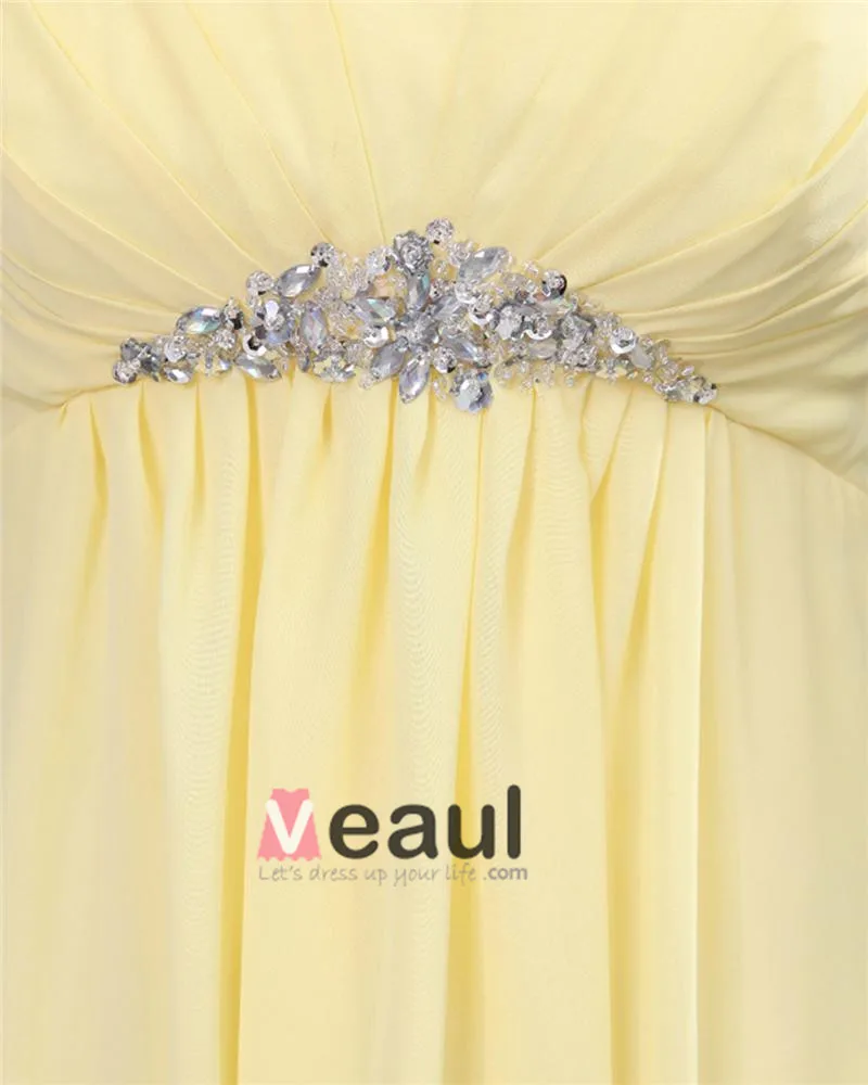 Chiffon Kjaereste Krusning Gulv Lengde Brudepikekjoler