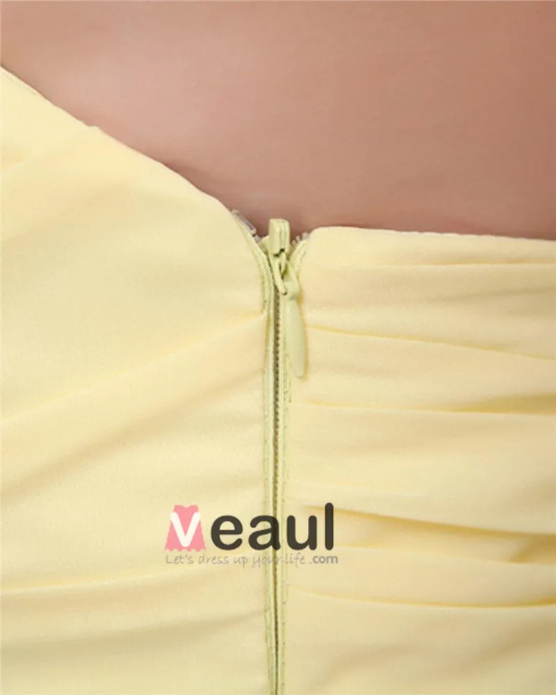 Chiffon Kjaereste Krusning Gulv Lengde Brudepikekjoler