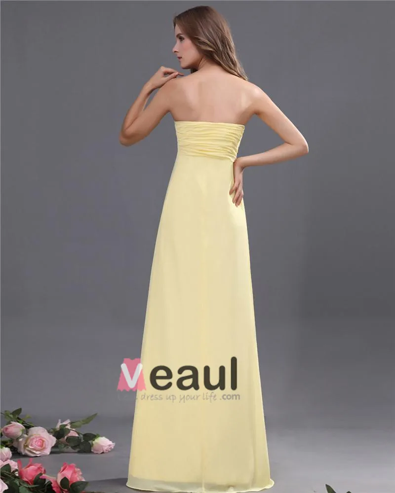 Chiffon Kjaereste Krusning Gulv Lengde Brudepikekjoler