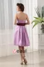 Genou Longueur Decollete Bustier Sans Manches En Satin Plisse Une Ligne Robe De Demoiselle D'honneur