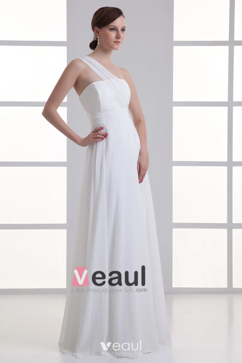 open lace back dress Grecian One Shoulder Chiffon Destination Wedding Dress JUNE – ieie