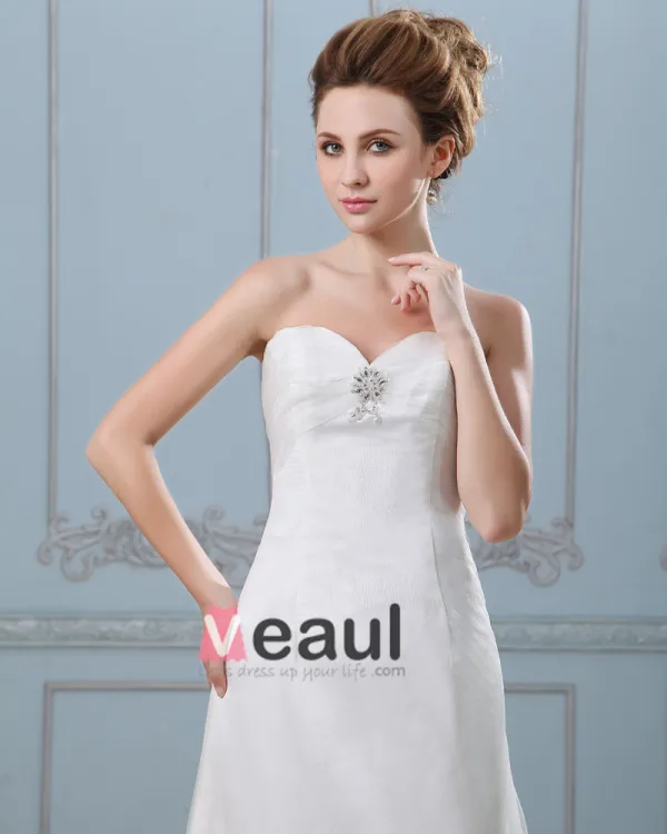 Elegant Perles Bretelles Balayage Etage Longueur Robe En Dentelle De Mariée Fourreau
