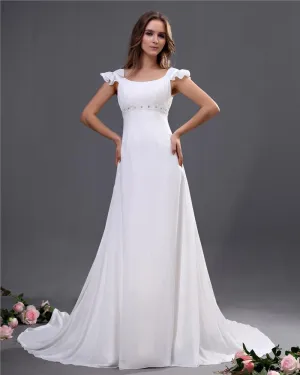 Scoop En Mousseline De Soie Perles Judiciaires Empire Robes De Mariage Nuptiales De Robe