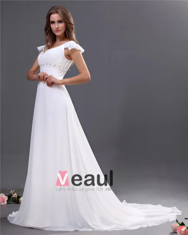 Chiffon Scoop Beading Court Empire Bridal Gown Wedding Dresses