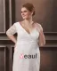 Lace V Neck Three Quarter Sleeve Plus Size Bridal Gown Wedding Dresses