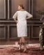 Lace V Neck Three Quarter Sleeve Plus Size Bridal Gown Wedding Dresses