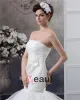 Beading Ruffles Applique Strapless Floor Length Yarn Mermaid Wedding Dress