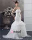 Beading Ruffles Applique Strapless Floor Length Yarn Mermaid Wedding Dress
