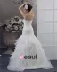 Beading Ruffles Applique Strapless Floor Length Yarn Mermaid Wedding Dress