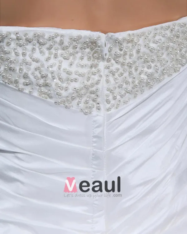 Beading Applique Decor Sweetheart Chapel Train Taffeta Bridal Grown Mermaid Wedding Dress