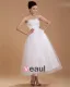 Elegant Mermaid Organza Applique Strapless Ankle Length Wedding Dress