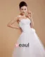 Elegant Mermaid Organza Applique Strapless Ankle Length Wedding Dress