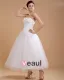 Elegant Mermaid Organza Applique Strapless Ankle Length Wedding Dress