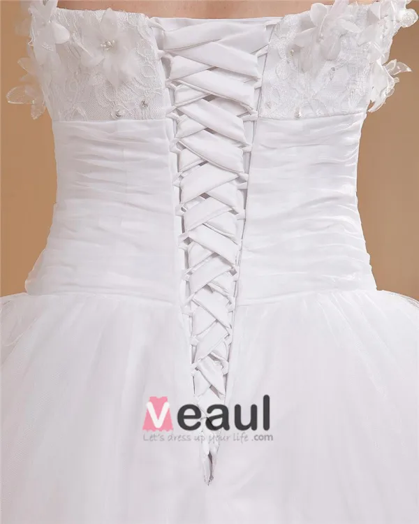 Elegant Mermaid Organza Applique Strapless Ankle Length Wedding Dress