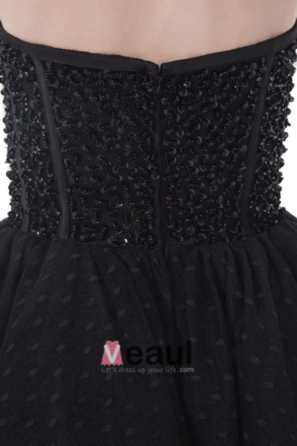 Mote Tyll Plissert Beaded Kjaereste Lar Lengde Cocktail Kjoler Festkjoler