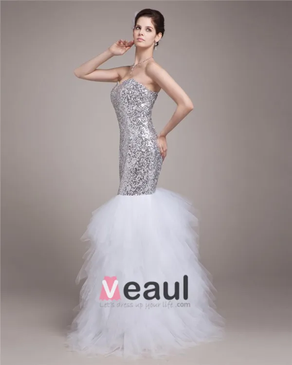 Sweetheart Floor Length Paillette Satin Women Mermaid Wedding Dress